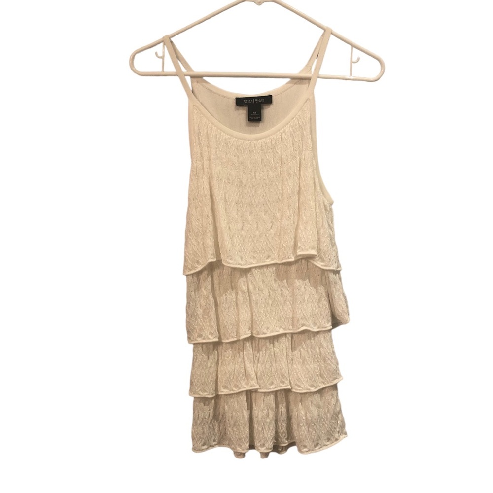 White House Black Market Cream Ruffle Tier Tank size XS